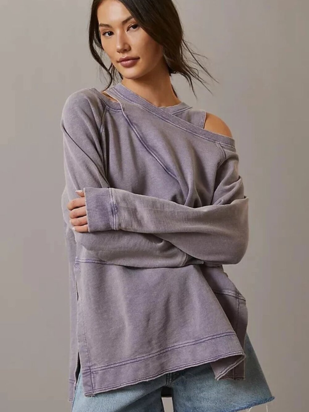 Pilcro Crossover Sweatshirt Anthropologie Long Sleeve Pullover Tunic Top L